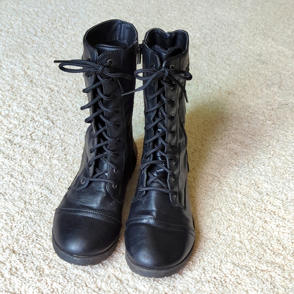 Black combat boots